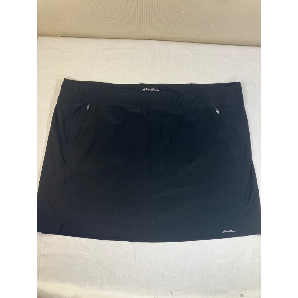 Eddie Bauer Black Active Skort Womens 2X EBW22SR318X Zip Pockets Hiking Golf